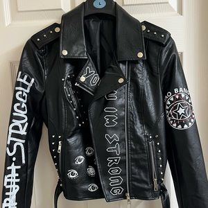 Faux leather biker jacket